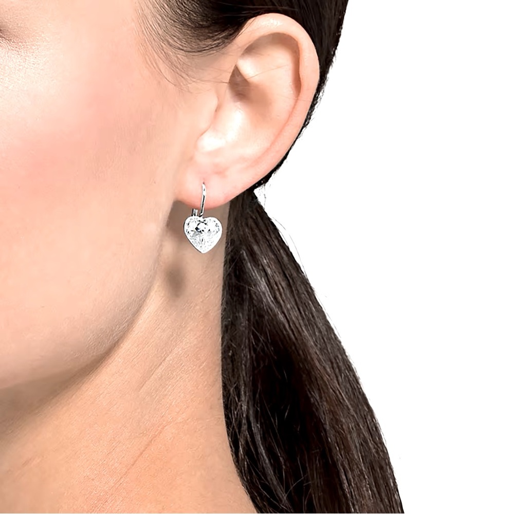 💎 Swarovski Bella Drop Heart Silver Earrings